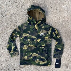 NIKE CAMO HOODIE Nike Club Fleece Pullover Hoodie NEW NWT Size 4 XS Olive